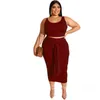 Plus Size Womens Clothing Survêtements XL-5XL Jupe Costume Nouveaux Fesses Serrées Sexy Hip Wrap Bandage Solide Couleur Casual Femmes Deux Pièces Costume