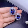 Cluster Rings 925 Sterling Silver Sapphire Jewelry Wedding For Couples JewLery Set Women10x14mm