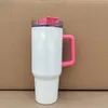USA: s lager 40oz sublimeringstumlar med färgat handtag rostfritt stål vattenflaska bärbar utomhus sport cup isolering resvakuum kolflaskor z11