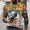 Herrt-shirts 2021 Nytt abstrakt mosaikmönster 3D-tryck t-shirt bästsäljande 3D-tryck gata hip-hop mäns färg casual mode w0322