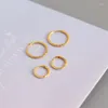 Серьги обруча 925 Серебряный простой круглый золотой цвет Золотой поворот веревочных серьги ушные кольцо зажимы для женщин Geometric 2023