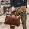 Aktetjes Xiaop Crazy Horse Pu Leather aktetas handtas Men Vintage 13 inch grote laptop rugzak mode bruine messenger schoudertas man 230323