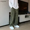メンズパンツカジュアルパンツメンハイストリートファッションワイドスポドニー格子縞の韓国スタイルハンサム学生コーデュロイ秋エラスティックウエスト230323