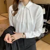 Kvinnors blusar Vit långärmad blus Silk Chiffon Shirt Autumn 2023 Fashion Elegant Mujer Tops Ladies Drop Blusas Button 1291