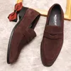 Dress Shoes Men's Luxury Loafer Suede Genuine Leather Slip On Brown Black Penny Loafers Men Fashion Wedding Office Oxford