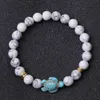 Trendy 8mm Black Lava stone white turquoise Beaded tortoise bracelets Essential Oil Diffuser Bracelet For Women men Jewelry