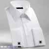 Mens Casual Shirts M~6XL Mens French Cuff Dress Shirt White Long Sleeve Formal Business Buttons Male Shirts Regular Fit Cufflinks Shirt 230323