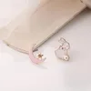 Stud Earrings Asymmetry Of Fashion Cute Moon Star Earring Cherry Blossom Accessories Trend Party Jewelry Gift