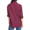 Magliette da donna Camicia casual a maniche lunghe tinta unita da donna Bianco Blu Borgogna Colletto rovesciato Camicetta da donna