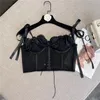 Kadın Tankları Camis Corset Tatlı Çiçek Aksesuarları Dikiş Yelek Bayanlar İnce Fit Renk Blok Kayışları Slings Slings Sleecsess Kırpılmış Üst Kadınlar 230322