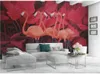 Wallpapers Custom Large Mural Wallpaper Red Tropical Plant Leaves Flamingo Background Wall Covering