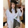 Kadın bluzları Kadın Çizgili Gömlek Kız Yaz düğmesi için gündelik bluz Kore moda kıyafetleri Japon Harajuku Kawaii Giyim