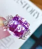 Pierścienie klastra LR Kunzite 12.98ct Fine Biżuter