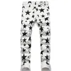 Dżinsy męskie Europejskie 5-punktowe gwiazdy cyfrowe wydrukowane szczupłe spodnie ciała spodnie mody rozciągają spodnie ołówkowe