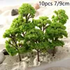 Fleurs décoratives 10PC 7 / 9cm Arbres Modèle Jardin Wargame Train Chemin de fer Architectural Paysage Disposition Arbre Vert Modèles Mini Table De Sable Jouets