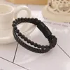 Bedelarmbanden 2023 mode sieraden handgemaakte weefvulkanische stenen manchet voor vrouwen vintage dubbele laag lederen kralen armband pulseras