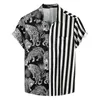 Camisas de vestido masculinas Camisa unissex 3D Lidra estampada colar de gola virada casual diário de manga curta Gráfico de grandes dimensões Hawaiian M