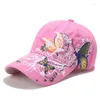 Top Caps Karikatür Kelebek Kadın Beyzbol Şapkası Yaz Çiçeği Nakış Güneş Koruyucu Açık Hava Sporları