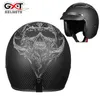 Casques de moto GXT rétro casque hommes/femmes en Fiber de carbone Moto course demi visage électrique Moto équitation ECE sécurité