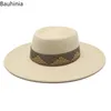 Stingy Brim Chapeaux Bauhinia Chapeaux pour Femmes 9.5cm Grand Bord Mode Hiver Fedoras Chapeaux Hommes Messieurs Panama Jazz Caps Sombreros De Mujer 230324