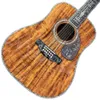 41 Inch D Model 12 Strings KOA Wooden Acoustic Guitar with Ebony Fingerboard Real Abalone Shell Binding