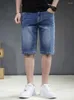 Pantalones cortos para hombre Marca de moda para hombre Mezclilla delgada Verano Casual Suelto Estiramiento Cinco puntos Jeans Color claro XL 42 44 46