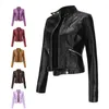 Women's Jackets 2023 Stand Collar Short Leather Jacket Women Design PU Coat Female Outwear Biker Motorcycle Jaqueta Feminina S3XL 230324