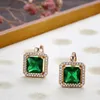 Stud 18k Rose Gold Vintage Emerald Diamentowe kolczyki dla kobiet oryginalna biżuteria rocznica ślubu na cechach kolczyków hurtowych 230324