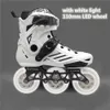 Inline rullskridskor 3 hjul ledade blixt inline skridskor skor med 3x110 mm vit blå grön röd rosa ljus färg glans rullskridsko