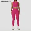 Набор йоги набор 2PCS High Leggings Sports Vest Late Lapel Бесплатная одежда для тренажерного спорт