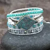 Charm Bracelets Unique Mixed Natural Stone Blue 5 Line Wrap Bracelet Handmade Bohemian Leather Female Direct Sales