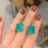 Polsino dell'orecchio KNRIQUEN Vintage 12 * 12 Paraiba Tormalina Smeraldo Gemma Orecchini a goccia con clip per le donne Cocktail Party Gioielleria raffinata Regalo femminile 230323