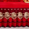 Jupe de lit rouge cristal velours princesse literie de mariage épaissir doux couvre-lits dentelle brodé jupe de lit lin housse de matelas taies d'oreiller 230324