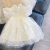 Girl Dresses Chinese Stylish White Lace Flower Dress For Kids Lovely Summer A-line Sundress Birthday Party Costume Clothing