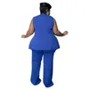 Pantalons grande taille pour femmes WSFEC Set Vêtements 2023 Printemps Été Mode Sans Manches Bretelles Jambe Large Trois Pièces Costumes Tenues 230324