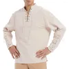 メンズドレスシャツ大人の男性中世の海賊トップマンルネッサンスゴシックティスルネックレースアップシャツスチームパンクバイキングステージコスプレコスチュームパラ