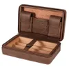 Humidor Storage Box Travel Cigar Case Box Holder Leather and Cedar Wood Cigar Humidor Kit Humidifier Accessories & Cutter Gift