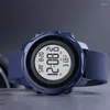 腕時計多機能時計男性温度防水日デジタルウォッチクロノグラフマン電子ヘルストラッカー腕時計時計