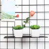 Dekorativa blommor konstgjorda saftiga med vas keramiska bonsai kontor vardagsrum balkong skrivbord dekoration ornament simulering grön