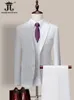 Mens Suits Blazers 13 Colors 5xl Jacket Vest Pants Highend Brand Formal Business Mens Suit Threepiece Groom Wedding Dress Solid Color Suit 230323