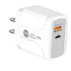 Laddare 18W 25W snabb snabb laddning QC3.0 PD Typ C USB AC Dual Ports Travel Wall Charger EU US UK Plug för iPhone 7 8 X 11 Samsung LG Android Phone