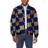 Mäns jackor Business Style Men's Lapel Jacket Tryck MAN Kort flygande rockar Retro Mönster Casual Africa Clothing