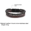 Bedelarmbanden 2023 mode sieraden handgemaakte weefvulkanische stenen manchet voor vrouwen vintage dubbele laag lederen kralen armband pulseras