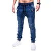 Jeans pour hommes de haute qualité poche solide hommes Denim coton pantalon casual Vintage Cargo cordon extensible crayon mâle