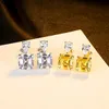 Ear Cuff Product Original Design 925 Sterling Silver Yellow Square Zircon Crystal Gem Fashion Trend High Sense Women's Earrings Weddi 230323