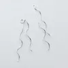 Charm MloveAcc 925 Solid Sterling Silver Fashion Jewelry Spiral Wave Long Ear Wire Dingle örhängen för Elegance Women Girls Lady Jewel Z0323