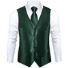 Hommes gilets hommes costume gilet cou cravate ensemble robe de soirée de mariage Paisley solide vert soie gilet smoking mâle Blazer DiBanGu 230323