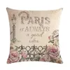 Pillow Romantic Paris Series Cover Linen Cotton Decoration For Home Office