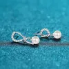 Charm Moissanite Diamond 7mm Pearl Knot Stud Asymmetric Earrings 925 Sterling Silver Women Solid Diamonds Eardrop Jewelry Pendant Gift Z0323