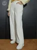 Jeans pour femmes DUSHU Contrast Line Retro Nostalgique pour le printemps 2023 Plump Wear Taille haute Pantalon blanc droit 230324